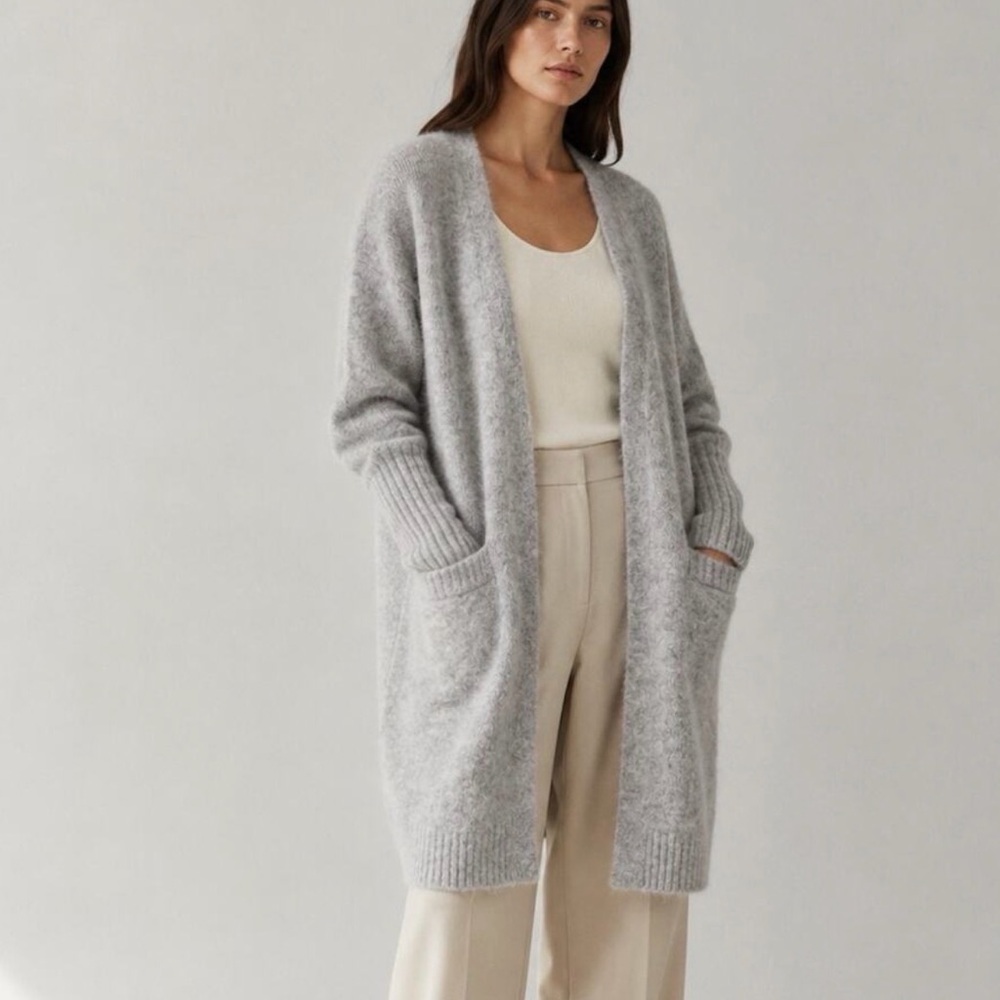 Acne Studios Gray Raya Mohair Open Front Cardigan Knit Sweater - Size M
